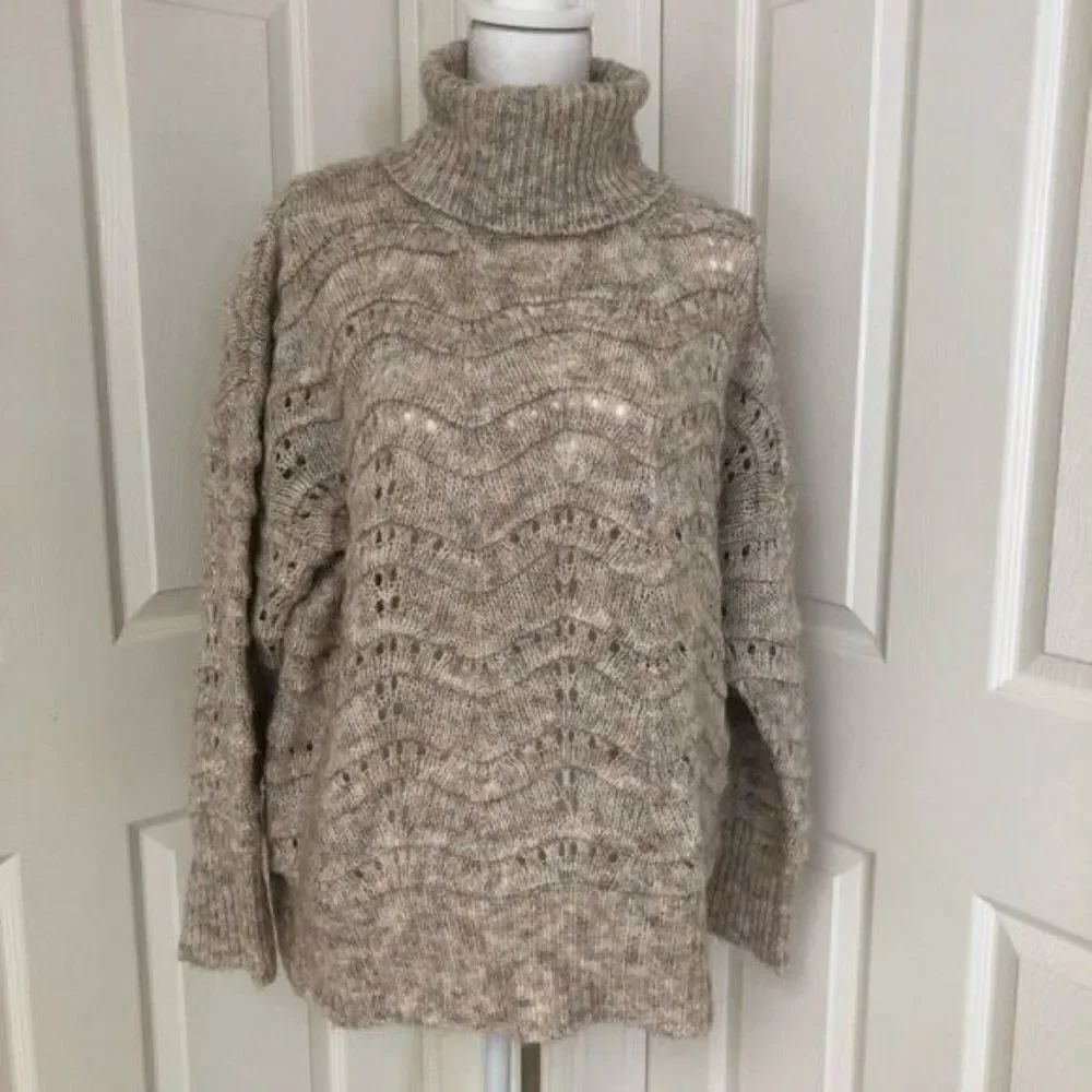 FRNCH Cable Knit Turtleneck Sweater Small/Medium